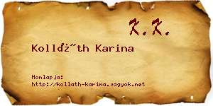 Kolláth Karina névjegykártya